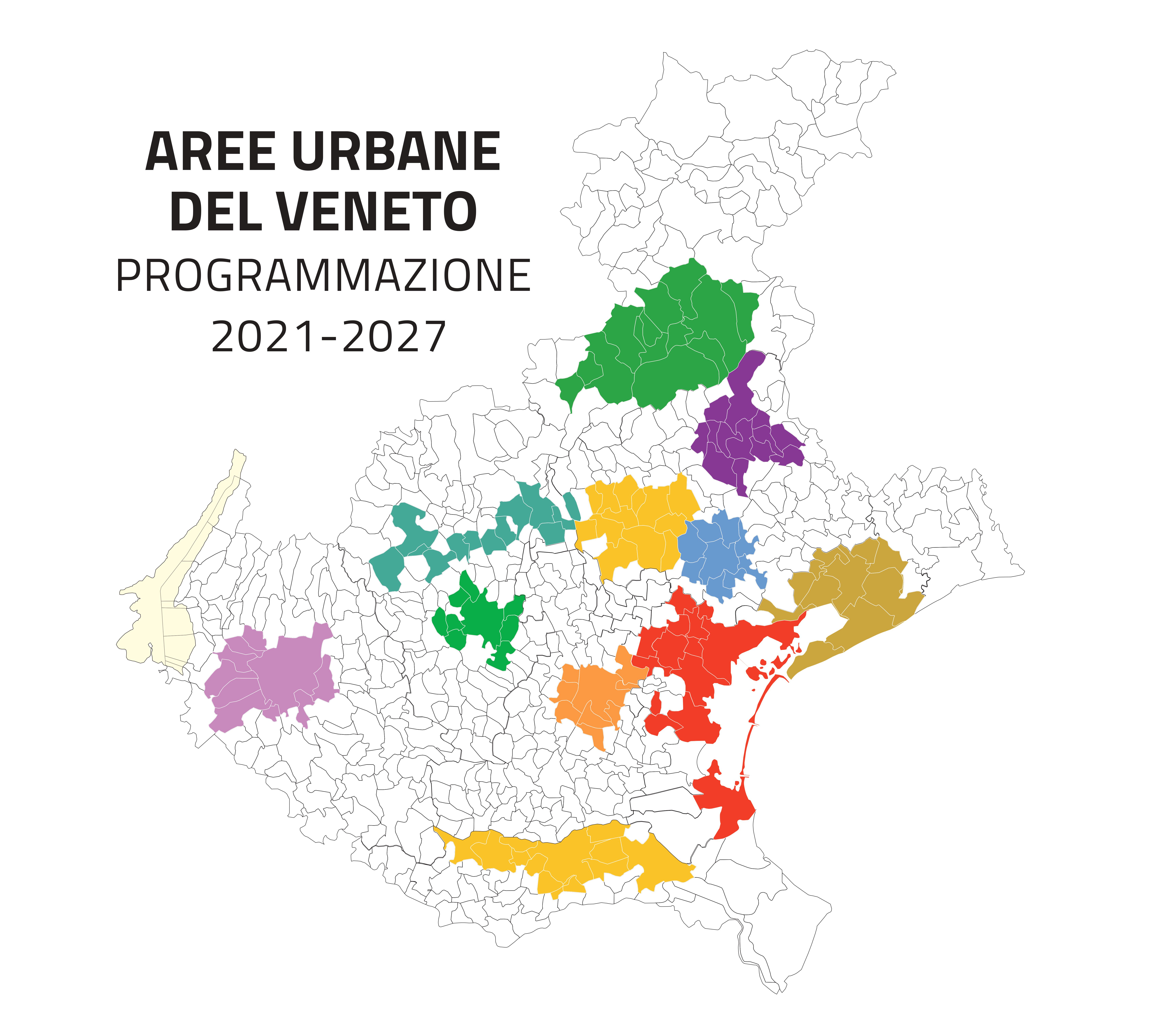 Cartina veneto aree urbane 2021-2027